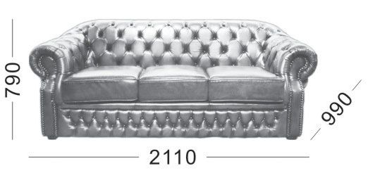 картинка Кожаный диван Paul Chesterfield 09# трехместный от магазина Мебели